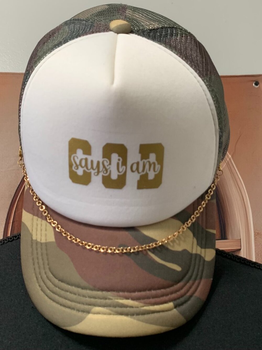 Army Fatigue Snap Back Baseball Cap with Gold writing